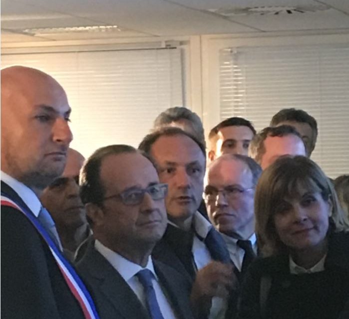 Laurent Chérubin reçoit François Hollande à l’IOT Valley (Labège Innopole)